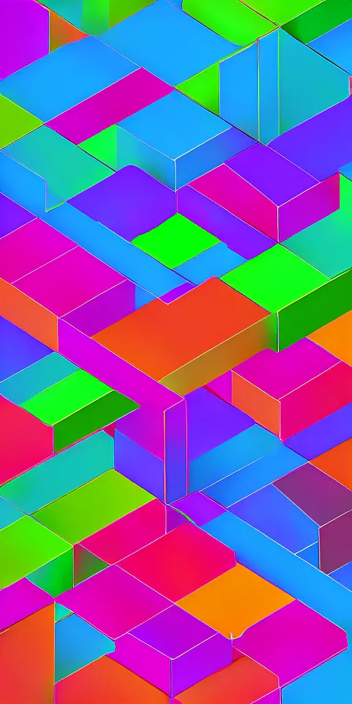 Image similar to Tetris in 5 dimensions, digital art, glowing geometric fractals, 8K