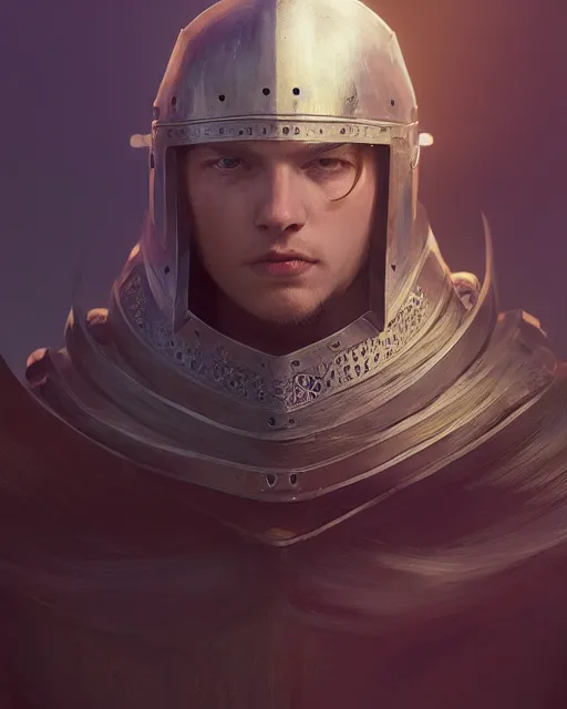 Prompt: highly detailed vfx portrait of a medieval knight, stephen bliss, unreal engine, greg rutkowski, loish, rhads, beeple, makoto shinkai and lois van baarle, ilya kuvshinov, rossdraws, tom bagshaw, alphonse mucha, global illumination, detailed and intricate environment