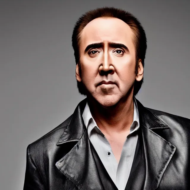 Prompt: nicolas cage headshot photo portrait headshot even lighting young handsome