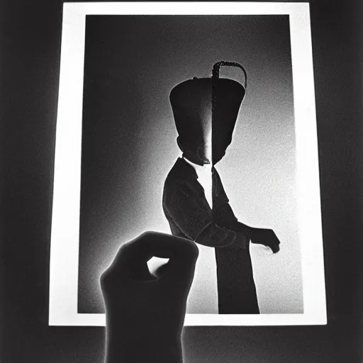 Image similar to a minimalist portrait of Marcel Duchamp holding computer cabled and chess piece in the style of Annie Leibovitz, Irving Penn, Hito Steyerl, Akira Kurosawa, Shinya Tsukamoto, wide angle, monochrome, futuristic tetsuo