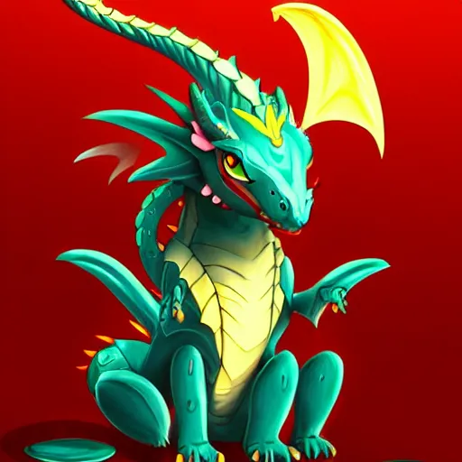 Prompt: A cute dragon mythological creature, Digital art, illustration, trend on artstation, horror, hdr