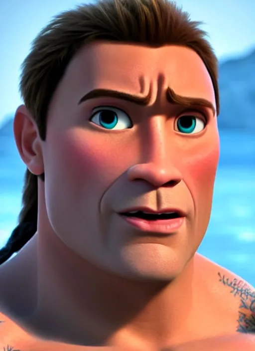 Prompt: dwayne johnson in frozen film, close up, 3 d rendering. unreal engine. amazing likeness. very detailed.