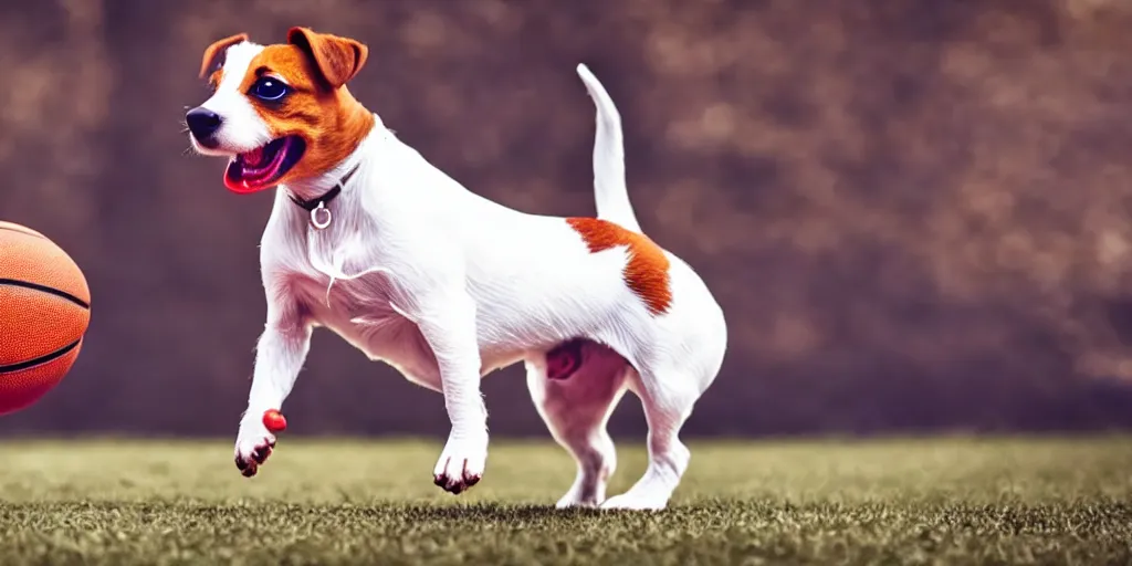 Prompt: a jack russell terrier playing basketball, cinematic, 4k, very very detailed, high quality