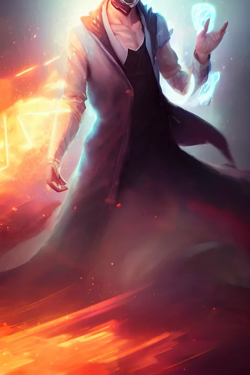 Image similar to a human elemental sorcerer, blurred environment background, epic magic effects, white skin, medium portrait, male, sharp focus, digital art, concept art, post processed, dynamic lighting, by emylie boivin and rossdraws