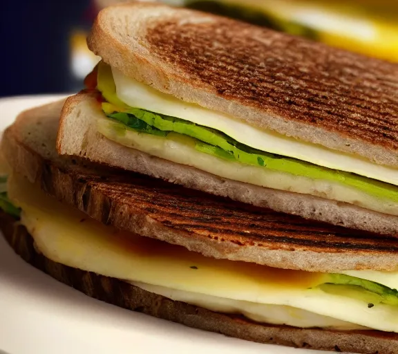 Image similar to a 4 k photorealistic photo of a panini sandwich