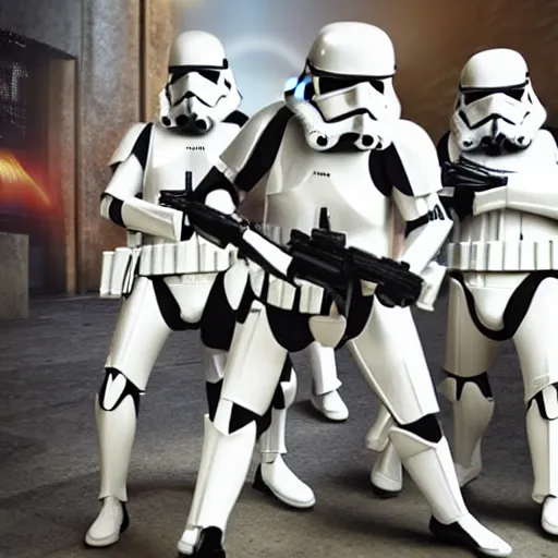 Prompt: 5 foot 7 woman with medium long dirty blonde wavy hair being captured by stormtroopers, highly detailed, high definition, ultra realistic