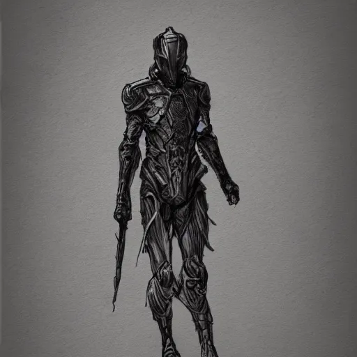 Image similar to concept art, long thin legs, large shoulders, concept design, sketch, male, science fiction suit, helmet, arthur rackham, trending on artstation