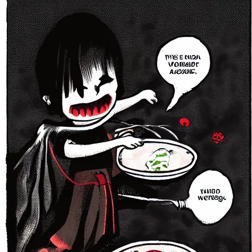 Prompt: vampire making ramen