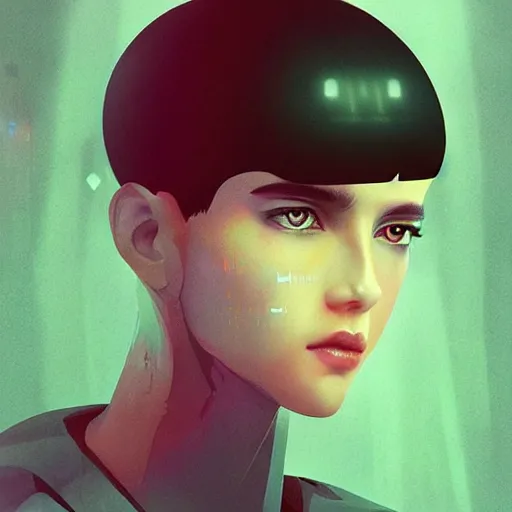 Prompt: portrait handsome androgynous sci - fi girl, blade runner 2 0 4 9, futuristic metropolis background, drones, digital art, pop art by hsiao - ron cheng