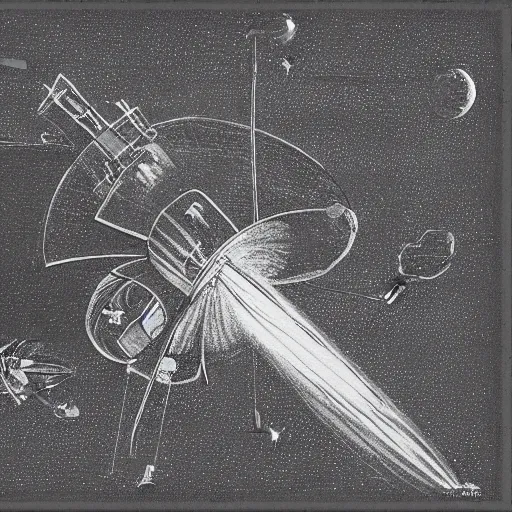 Prompt: blueprint of Voyager Satellite, by Leonardo Da Vinci, dramatic lightning, hyper realistic, 4k,