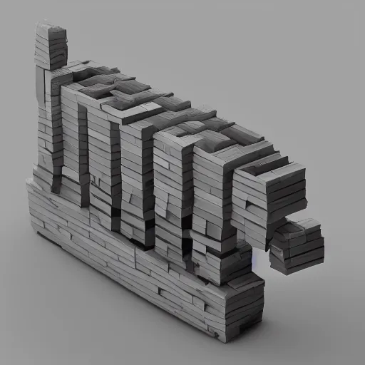 Image similar to ship of theseus made of blocks, 3 d render, artstation