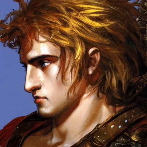 Prompt: portrait of alexander the great with a smug face, illustration by yoshitaka amano, vivid colors, extremely detailed, hd, 8 k, artstation