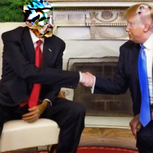 Image similar to barack obama and donald trump shaking hands at a party in the white house, photo