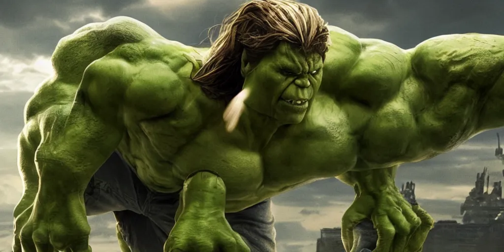 Prompt: Photorealistic art of Elizabeth Olsen as the hulk, full body, action shot, high definition, cinematic, realistic