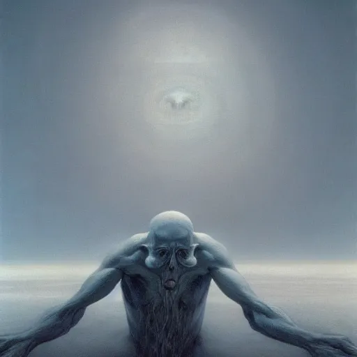 Image similar to Existential cosmic despair, screaming and crying, window into the hopeless soul, by Gerald Brom and Zdzisław Beksiński, trending on artstation, 8k, highly detailed