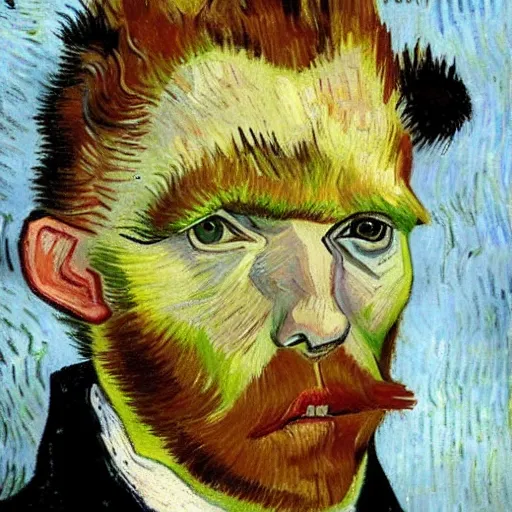 Prompt: a illustration of half portrait of a man with a alpaca's head in suit, symmetrical facial features, dark background, by vincent van gogh.