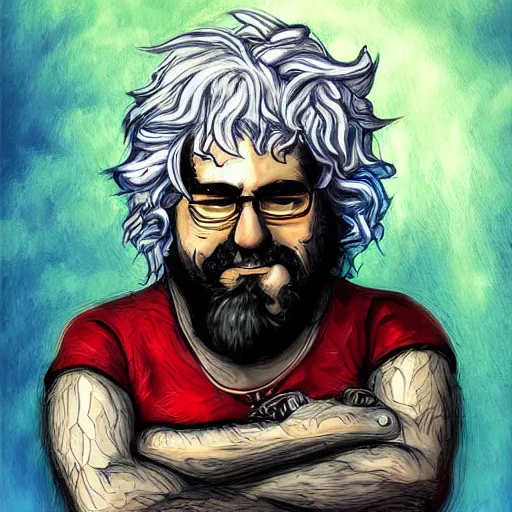 Prompt: jerry garcia anime. deviantart, artstation