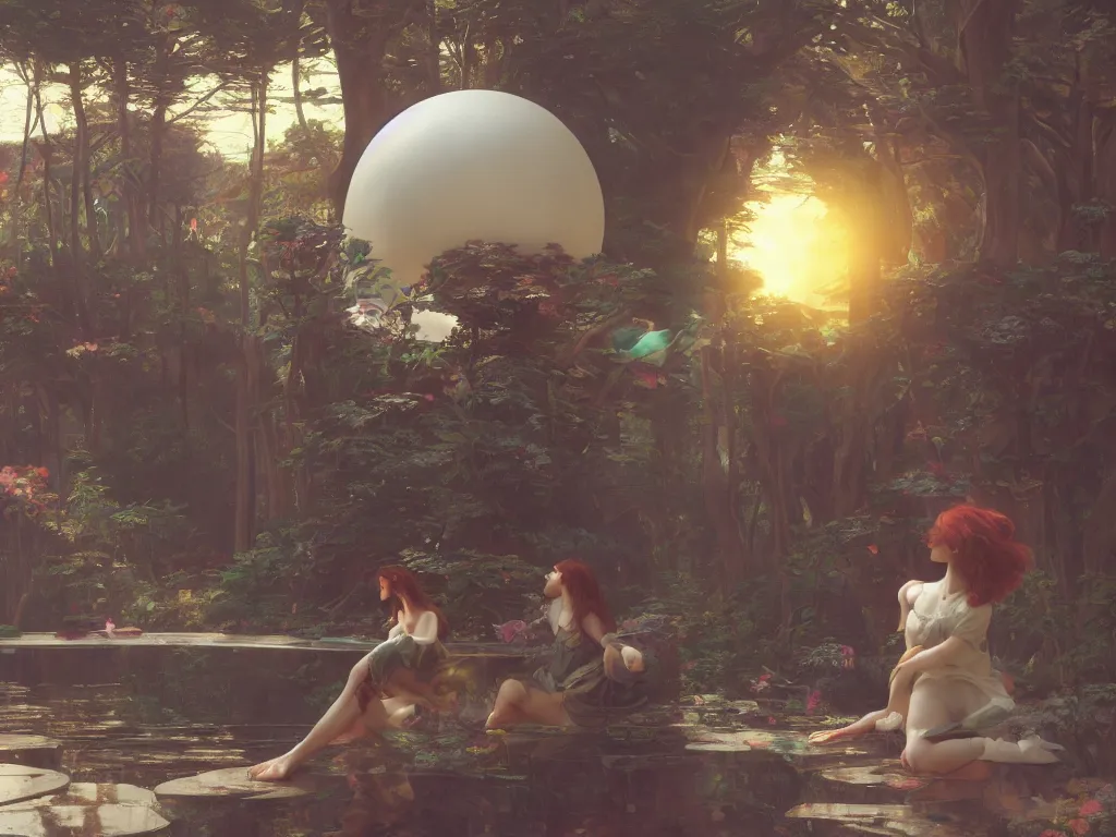 Prompt: the universe is a spheroid region 7 0 5 meters in diameter, sunlight study, art nouveau, by john william waterhouse and ( ( jan davidz de heem ) ) and ( ( ( ( lisa frank ) ) ) ), 8 k, sharp focus, octane render