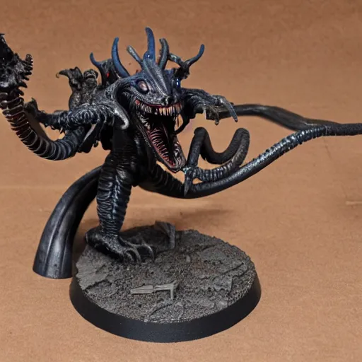 a warhammer miniature of a zombified wyvern with huge, Stable Diffusion