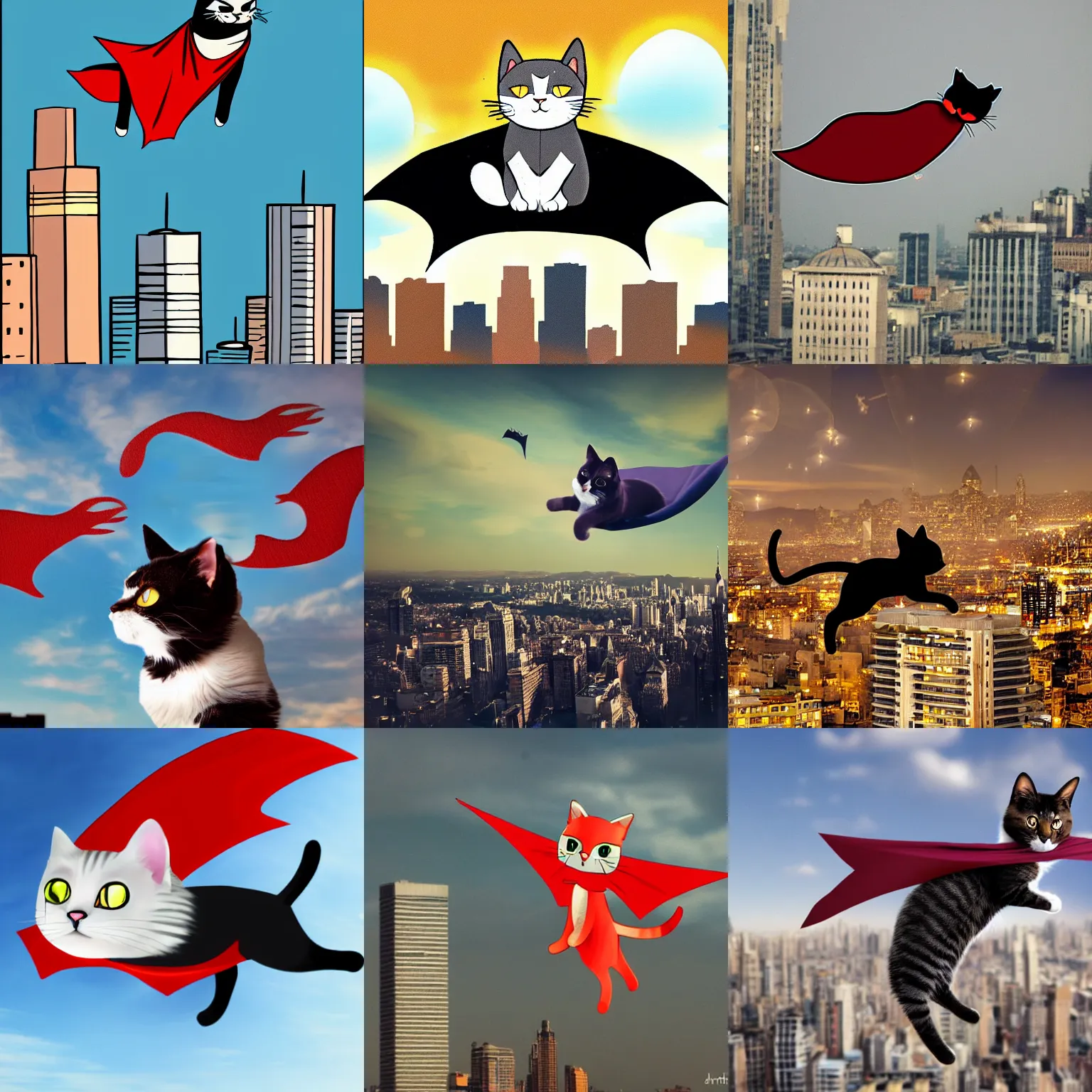 flying cats with capes