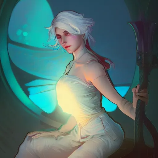 Image similar to Ciri, ambient lighting, 4k, alphonse mucha, lois van baarle, ilya kuvshinov, rossdraws, artstation