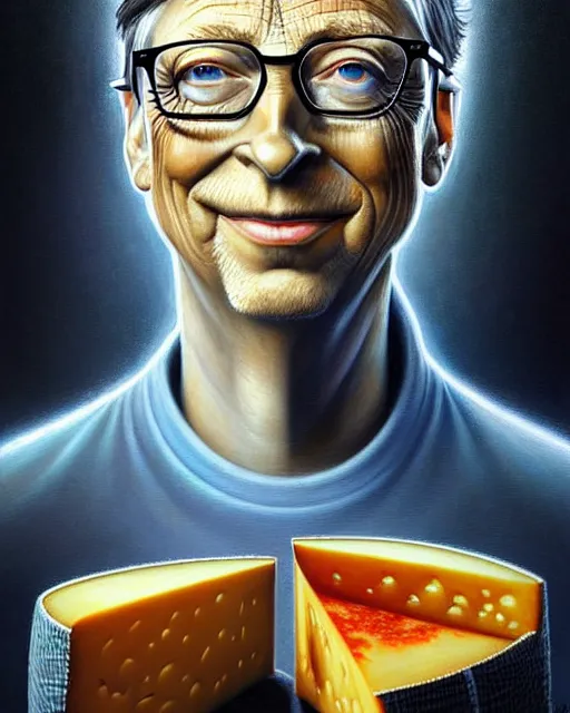 Image similar to detailed portrait of bill gates cheese!! grater!!! shredded by tomasz alen kopera and peter mohrbacher and johanna martine! and margaret keane! coherent luminescent