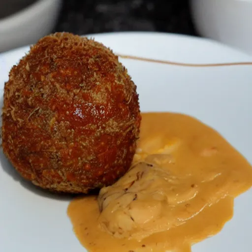 Image similar to scotch egg with ikea meatball gravy