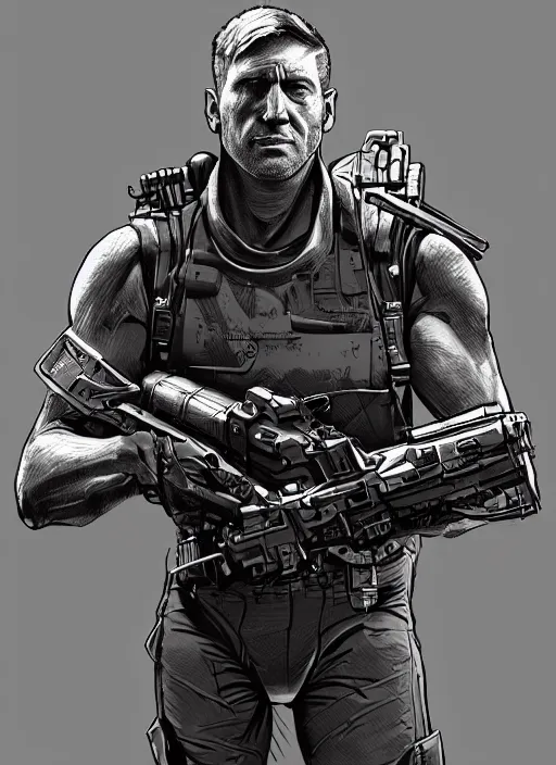 Image similar to a study of cell shaded portrait of james cameron cyborg as wolfenstein concept art, llustration, post grung, concept art by josan gonzales and wlop, by james jean, victo ngai, david rubin, mike mignola, laurie greasley, highly detailed, sharp focus, alien, trending on artstation, hq, deviantart, art by artgem