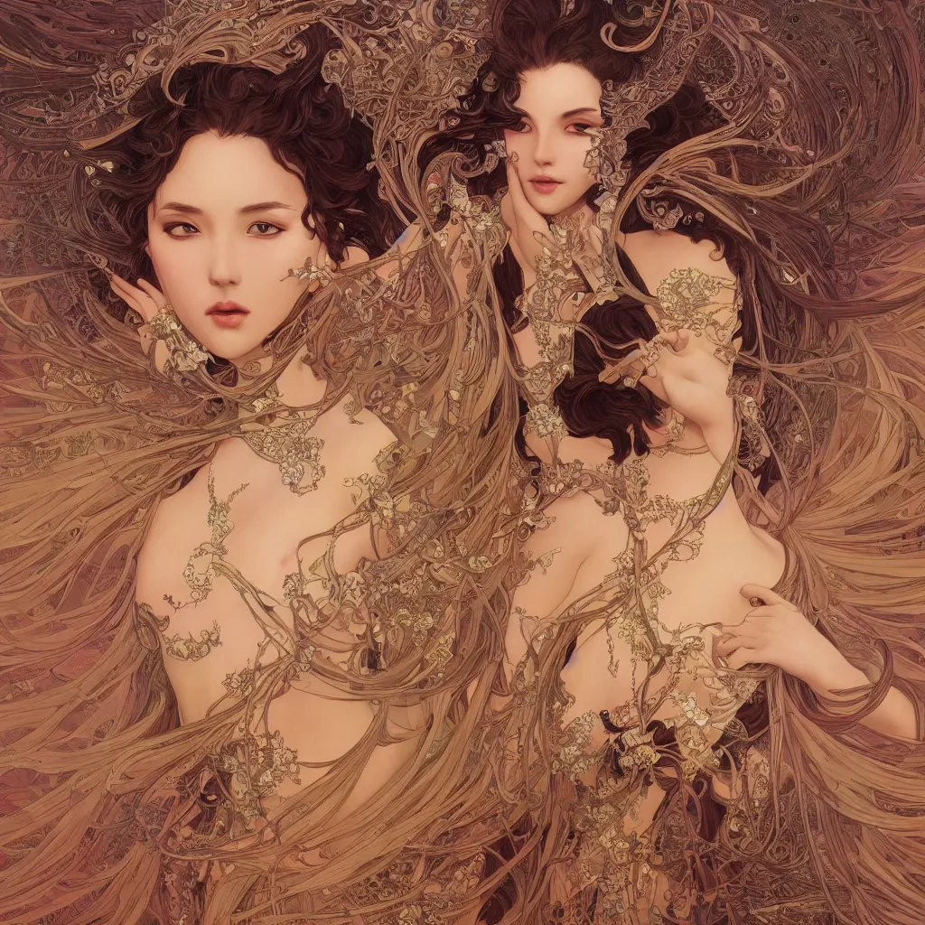 Prompt: seductive goddess dancing in the desert, symmetrical face, fantasy, surreal, intricate and very beautiful and elegant, highly detailed, digital painting, trending on artstation, concept art, smooth and sharp focus, illustration, art by tan zi and ayanamikodon and alphonse mucha and wlop