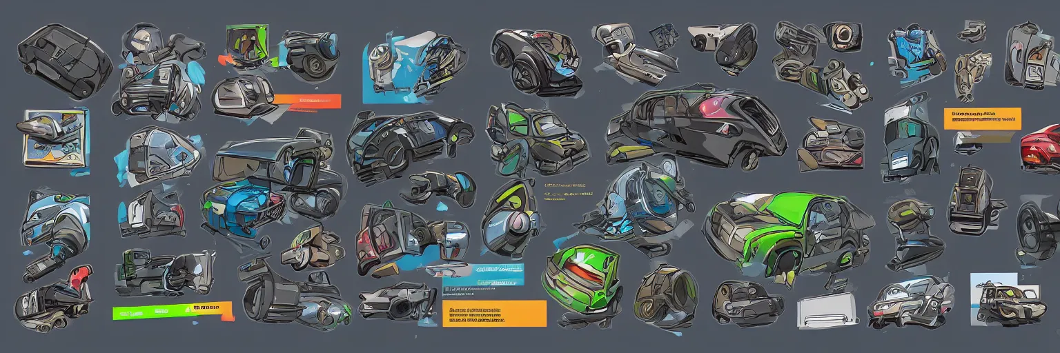 Image similar to car engine car parts concept art card, comic page, realistic fortnite, ui card