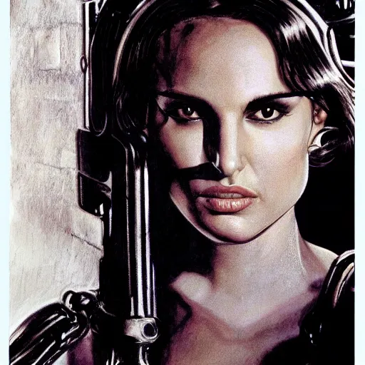 Image similar to natalie portman drawn by h. r. giger