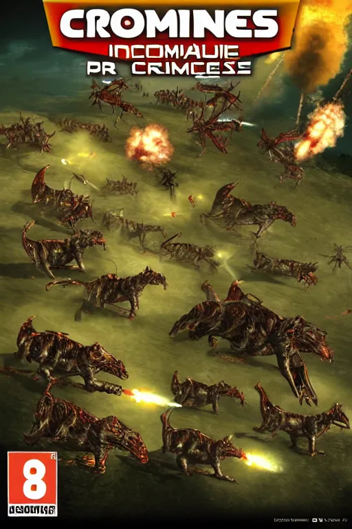 Image similar to Box art of the 2003 RTS PC game Impossible Creatures