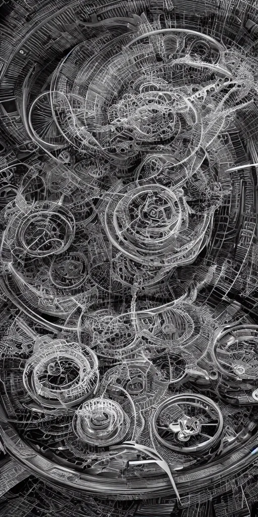 Image similar to trapped in the flow of time. intelligent machines. highly detailed. intricate. photorealistic. octane render. 8 k. monochrome. cinematic.