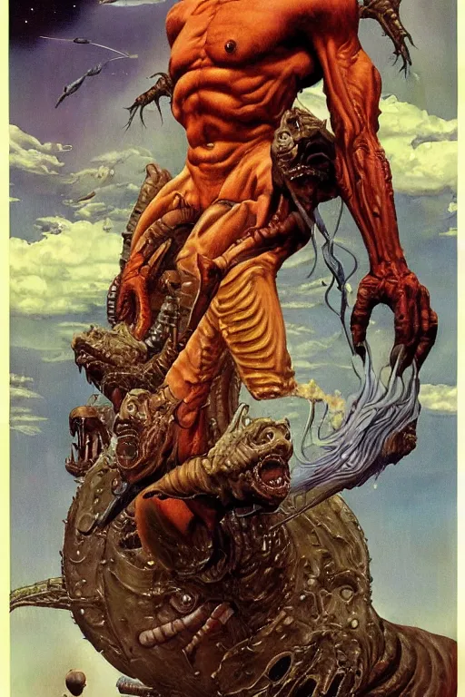 Image similar to extraterrestrial beast by wayne barlow, norman rockwell, boris vallejo