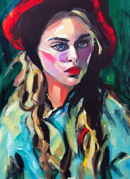Image similar to a painting of AnnaSophia Robb in style of Chaim Soutine