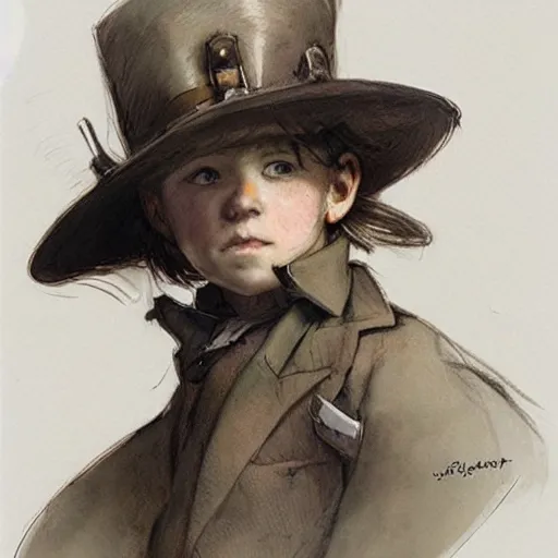 Prompt: by Jean-Baptiste Monge !!!!!!!!!!!!!!!!!!!!!!!!!!! (((((((((portrait of boy dressed as steampunk detective . muted colors.)))))))))