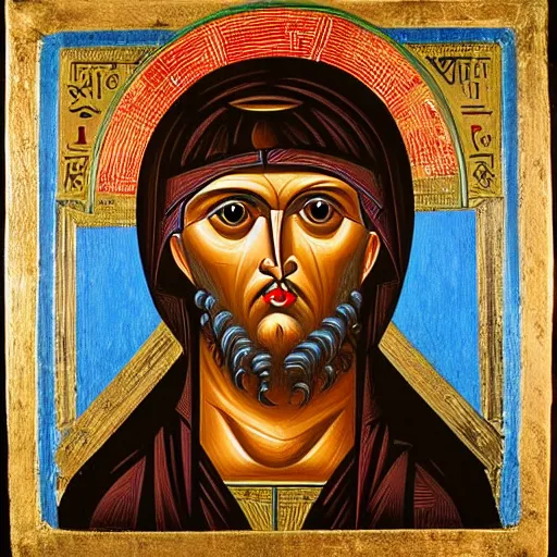 Image similar to portrait of a sloth, ancient byzantine icon, roman catholic icon, saintly, orthodox