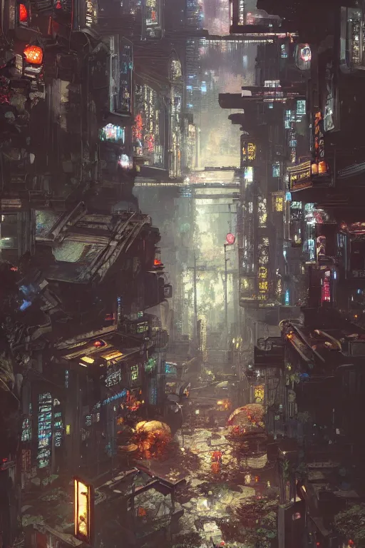 photo of ancient overgrown cyberpunk tokyo with robot | Stable ...