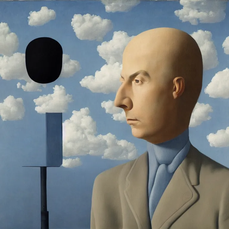 portrait of a man whos head is made of clouds, by rene | Stable ...
