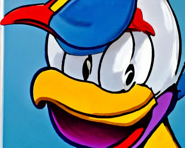Image similar to Donald Duck painting a flower