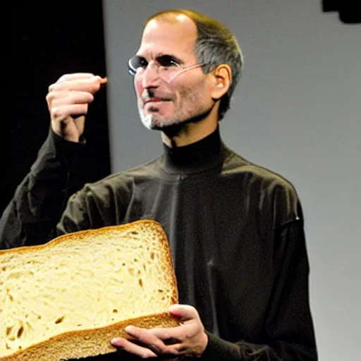 Image similar to steve jobs presenting a slice of bread at the macworld confrence in 2007, press photos