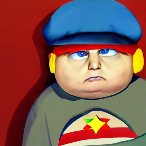 Prompt: Hyperrealistic Eric Cartman