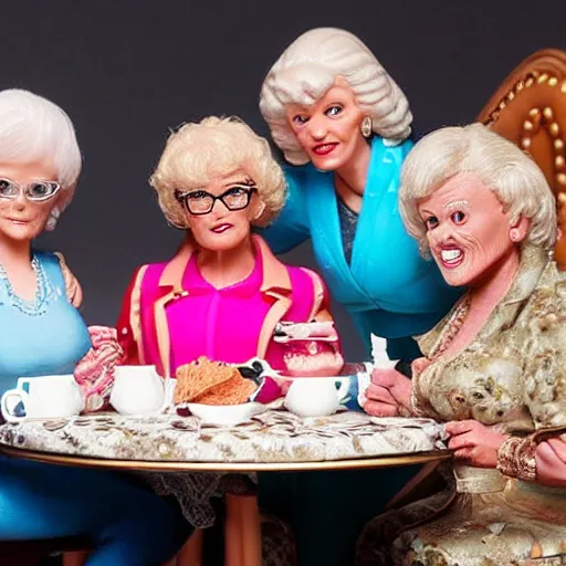 Image similar to john cena having tea with the golden girls, realistic photography, face detailed, high detailed