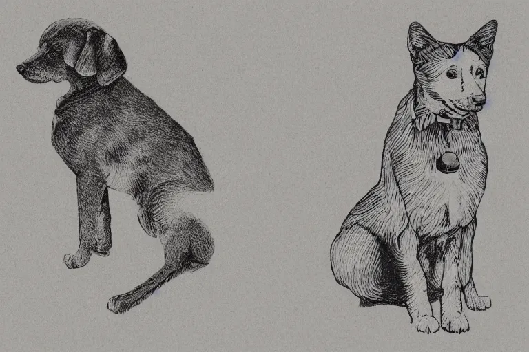 Prompt: in the style of neurographic drawing of a dog and cat