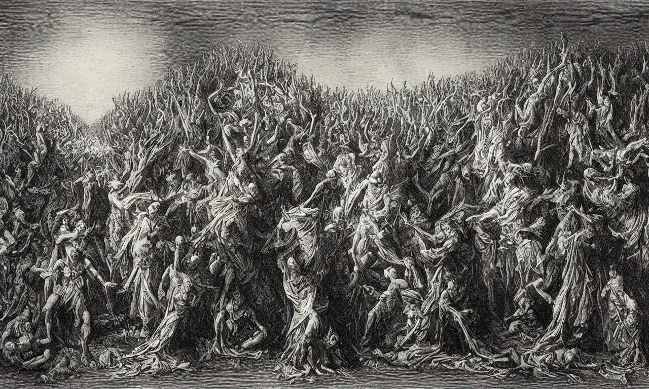 Image similar to dantes purgatory, by gustav dore