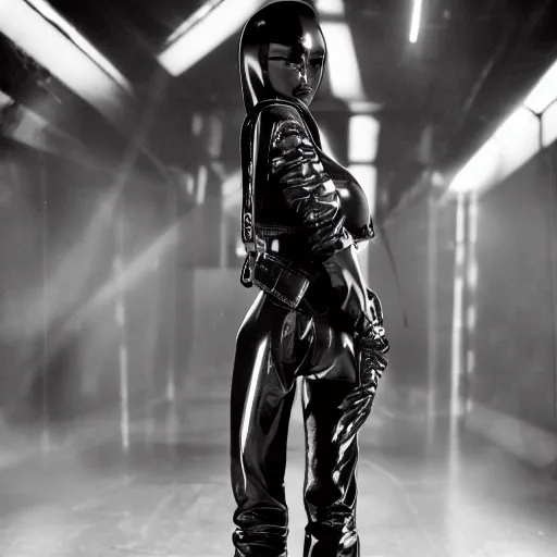 Image similar to fashion photography of an extraterrestrial model, holding a leather whip, wearing demobaza fashion, inside berghain, berlin fashion, harness, futuristic fashion, dark minimal outfit, photo 3 5 mm leica, hyperdetail, berghain, 8 k, very detailed, photo by nick knight