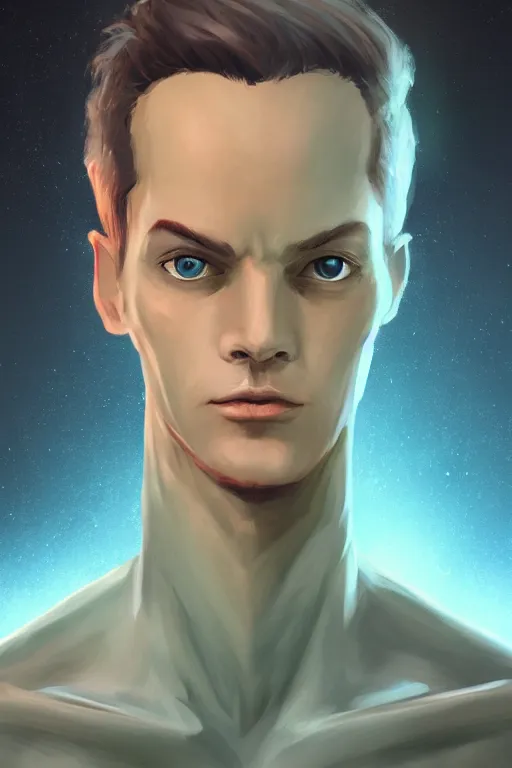 Prompt: portrait from a handsome blue masculine extraterrestrial alien, sci - fi art, trending on artstation
