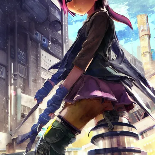 Image similar to dynamic composition, motion, ultra-detailed, incredibly detailed, a lot of details, amazing fine details and brush strokes, colorful and grayish palette, smooth, HD semirealistic anime CG concept art digital painting, watercolor oil painting of Clean and detailed post-cyberpunk sci-fi close-up schoolgirl in asian city in style of cytus and deemo, blue flame, relaxing, calm and mysterious vibes,, by a Chinese artist at ArtStation, by Huang Guangjian, Fenghua Zhong, Ruan Jia, Xin Jin and Wei Chang. Realistic artwork of a Chinese videogame, gradients, gentle an harmonic grayish colors. set in half-life 2, Matrix, GITS, Blade Runner, Neotokyo Source, Syndicate(2012), dynamic composition, beautiful with eerie vibes, very inspirational, very stylish, with gradients, surrealistic, dystopia, postapocalyptic vibes, depth of field, mist, rich cinematic atmosphere, perfect digital art, mystical journey in strange world