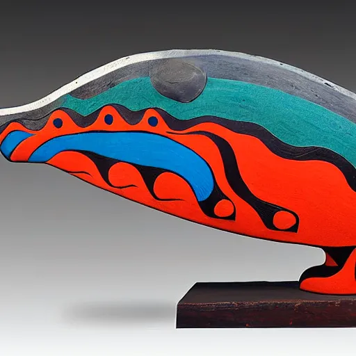 Image similar to whale in style of haida gwaii, pacific northwest, native american art, simple