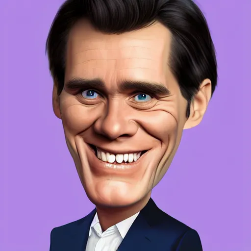 Image similar to caricature of young jim carrey, hd, detailed, 4 k, award winning